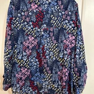 Floral Cotton Blouse - Blue